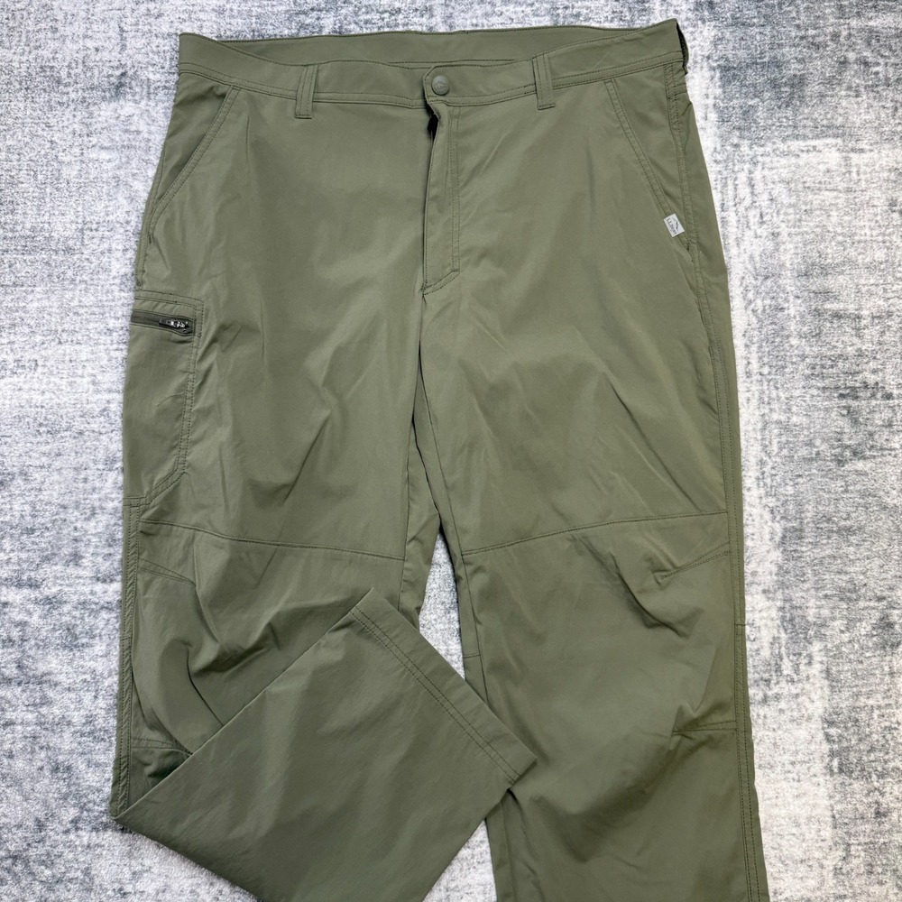 LL Bean Pants Men 38x30 Green Access Trail Cargo Nylon Stretch Hiking Travel UPF